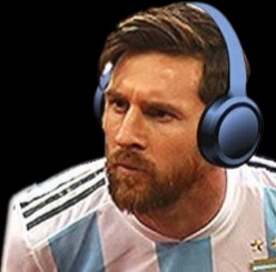 Messi with headphones